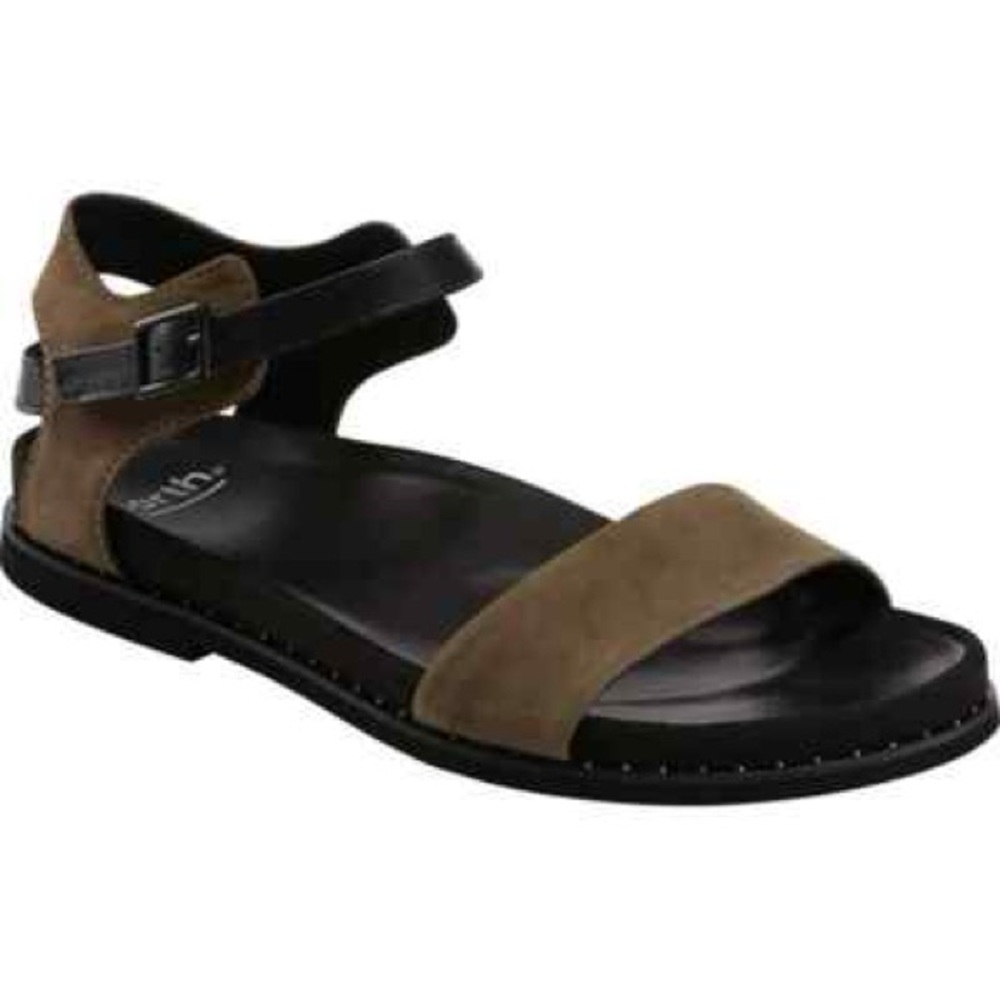 Earth Grove Cameo Sandal Leather Dark Olive Size 7.5 Ankle Strap